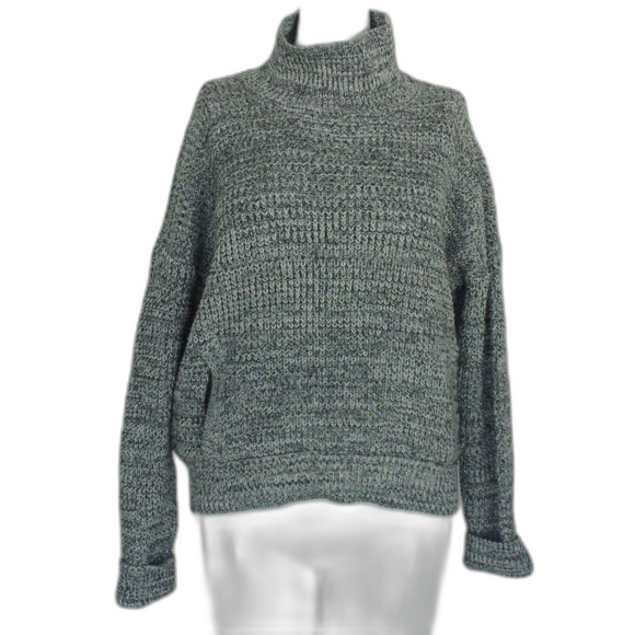 VICTORIA'S SECRET Sweater, M, Chunky knit, Mockneck, Black/grey Tonal, Long slv - Picture 10 of 15